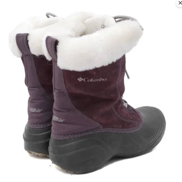 Columbia Thermolite Suede Winter Boots Faux Fur Cuff Burgundy Water Resistant - Picture 6 of 12
